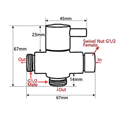 Shower Arm Diverter Valve for Hand Held Showerhead and Fixed Spray Head,G 1/2 3-Way Bathroom Universal Shower System Replacement Part/Brass (Brushed Nickel)