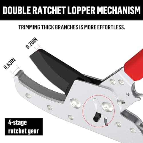 GARTOL Heavy-Duty Extendable Loppers, 28"-41" Telescopic Tree Trimmer, Double Ratcheting Branch Cutter, Anvil Lopper for Thick Branches, Cuts 2" Dry Wood