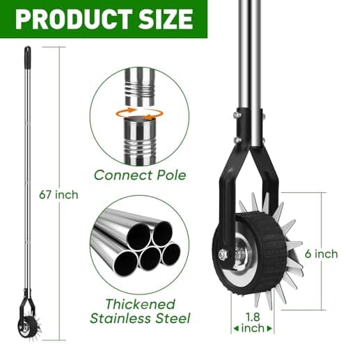 BlumWay 67 Inch Rotary Wheel Edge Trimmer, Rotary Shears, Manual Sidewalk Edgers, Length 23.6" to 67", Heavy Duty Stainless Steel Handle with Sharp Blades/Gloves