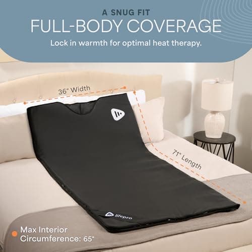 LifePro Infrared Sauna Blanket for Detox & Relaxation – Portable Far Infrared at Home Sauna for Detox, Muscle Tension Release, and Recovery – RejuvaWrap Series with Adjustable Heat Settings