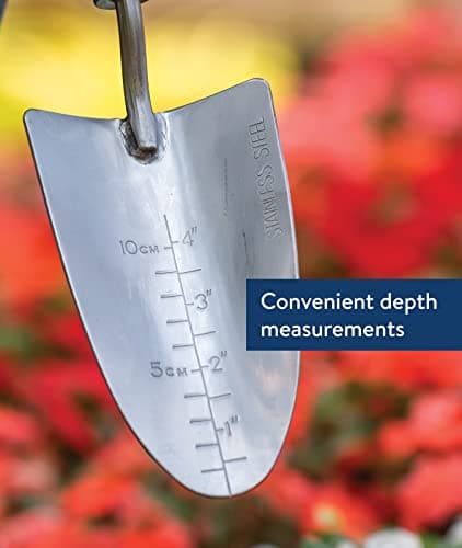 Burpee 26" Stainless Steel Durable Trowel with 20" Long Handle, 6" Shovel Head | Leather Strap for Hanging Storage | 10 Year Garden Tool Warranty