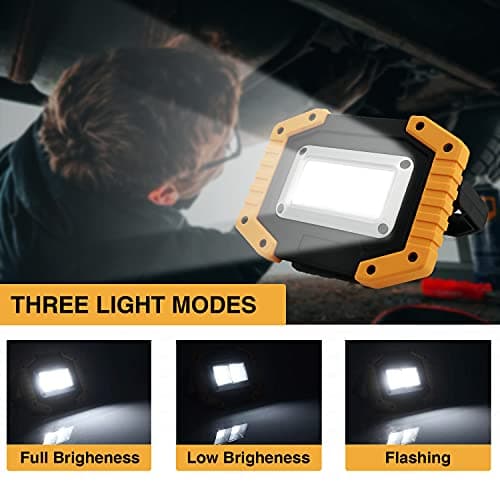 Tekstap LED Work Light Rechargeable, 30W 2000LM Portable Waterproof Rechargeable Work Lights with Stand, Battery Powered COB Flood Lights for Power Ouage Emergency Outdoor Camping Garage