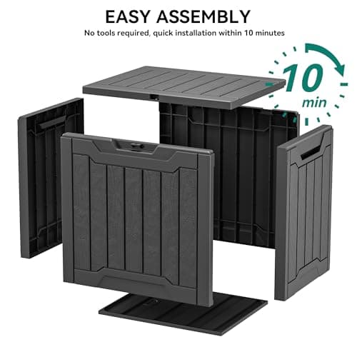 YITAHOME 31 Gallon Resin Deck Box Outdoor Storage Box and Waterproof Package Delivery Box with Lockable Lid for Patio Furniture, GardenTools, Pool Supplies, Black