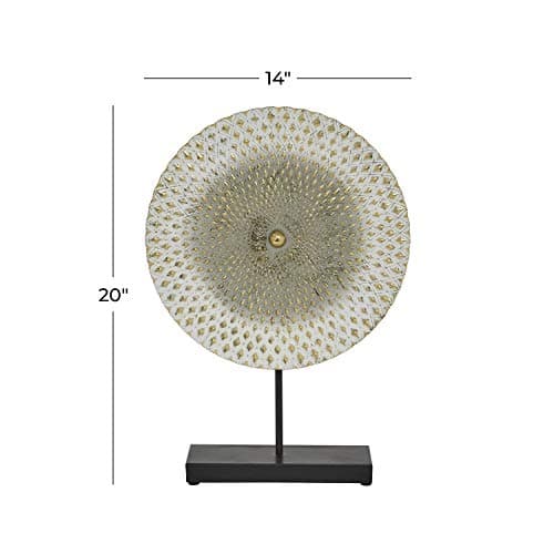 Deco 79 Metal Geometric Decorative Sculpture Home Decor Statue with Black Base, Accent Figurine 14" x 3" x 20", Gray