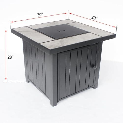 30" Propane Fire Pit with Real Ceramic Tabletop, 50000 BTU Gas Firepit Table with Lid & Glass Rock, Outdoor Fire Pit for Dining or Party, Firepit for Outside, Patio, Garden, Yard