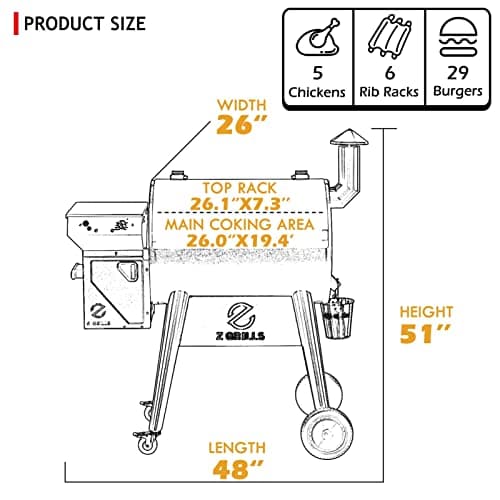 Z GRILLS Upgrade 8 in 1 Wood Pellet Grill & Smoker for Outdoor Cooking, BBQ Grill with PID 2.0 Controller, LCD Screen, 697 sq, Meat Probes, Rain Cover