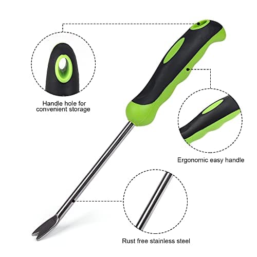 2 Pack Garden Hand Weeder Tool with Ergonomic Handle, Stainless Steel Garden Lawn Weed Puller