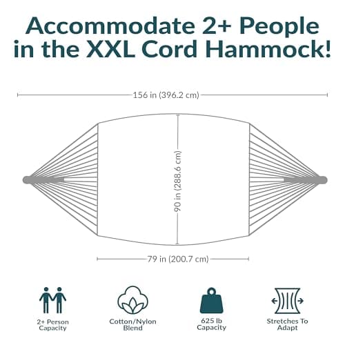 Sunnydaze Handwoven XXL Thick Cord Mayan Double Hammock for Outside - 625-Pound Capacity Heavy-Duty Outdoor Hammock - Blue
