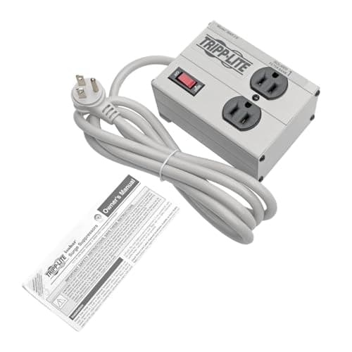Tripp Lite IBAR2-6D Isobar 2 Outlet Surge Protector Power Strip, 6ft Cord, Right-Angle Plug, Metal, Lifetime Limited Warranty & Dollar 25,000 Insurance