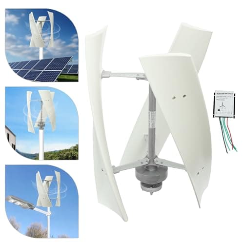 Wind Turbine, 500W Vertical Axis Wind Turbine Generator Home Windmill Kit Hybrid Wind System with Controller for Home, Business, Industrial Energy Supply (500W 12V White)