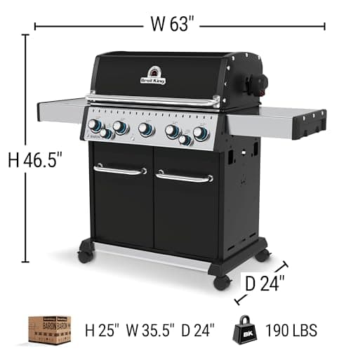 Broil King 876247 Baron 590 Pro, Natural Gas (NG), Stainless Steel, Black