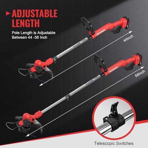 Cordless String Trimmer, Electric Weed Wacker, Weed Eater Battery Powered, 20V/2.0Ah Battery Operated, Charger, Stringless Grass Trimmer/Lawn Edger/Brush Cutter for Lawn Yard Garden