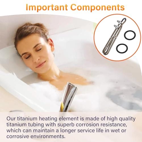 4KW 240V Universal Titanium Hot Tub Heating Element Replacement for Balboa Spa Heater Element, Flo-Thru Hot Tub Heater Element for Spa Electric Heaters and Swimming Pools