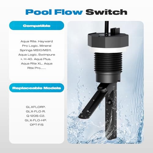 Hayward Flow Switch, GLX-FLO-RP for Hayward Goldline Aquarite Salt System Pool Flow Sensor Suitable Hayward Salt Cell and Chlorine Generator with 15ft Cable Pool Flow Switch