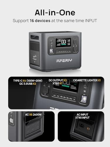 AFERIY P210 Portable Power Station 2400W (4800W Peak),2048Wh LiFePO4 Battery Generator with 1100W AC Charging & 500W Solar Charging,for Home Backup,Power Outages, Camping (Solar Panel Optional)