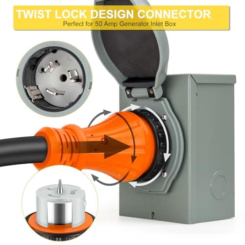 50 Amp Generator Cord 15 Feet, NEMA 14-50p to CS6364 & SS2-50R Generator Emergency Power Cord, 125/250V, 12500 Watts, Perfect for Generator to House Connection