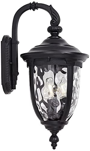 John Timberland Bellagio European Outdoor Wall Light Fixture Textured Black Metal 20 1/2" Hammered Glass Decor for Exterior House Porch Patio Outside Deck Garage Yard Front Door Garden Home