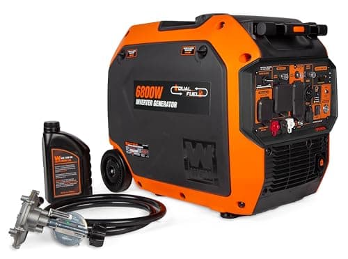 WEN Quiet 6800-Watt Dual Fuel RV-Ready Electric Start Portable Inverter Generator with Fuel Shut Off and CO Watchdog for Electric Vehicle Backup (DF680iX)