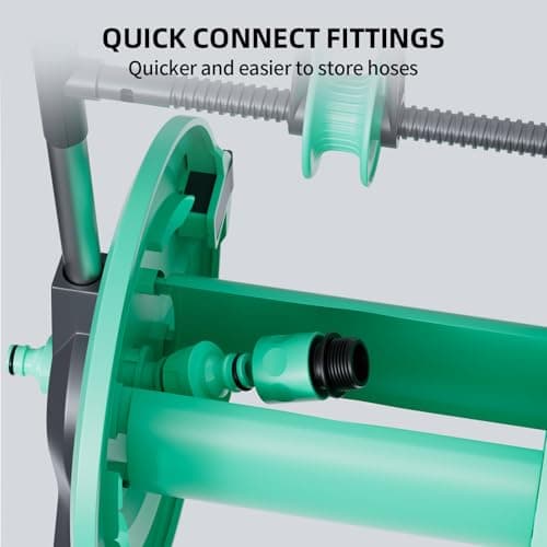 Portable Garden Hose Reel Cart, Hold Up to 50-75 Ft Hose, Wall Mounted Water Hose Reel, Mobile Garden Hose Holder Tools With Built-In Guide, for Outside Car Washing, Watering