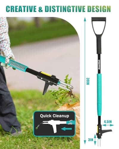 Breeze Touch 39" Weed Pulling Tool, 3-Claw Detachable Weed Puller Tool with Long Handle, Heavy Duty Stand Up Weeder Weeding Tool for Lawn, Yard, Garden, Crabgrass, Dandelion Picker, Weed Remover