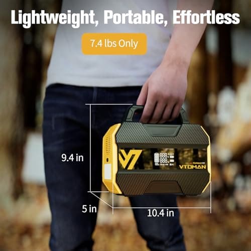 VTOMAN FlashSpeed 300 Portable Power Station 70000mAh, Only 7.4lbs with 7 Outlets, LiFePO4 Generator with Up to 600W AC Outlet, 12V/24V DC Input Adapt RV/Van, PD 100W Type-C for Power Outage, Camping