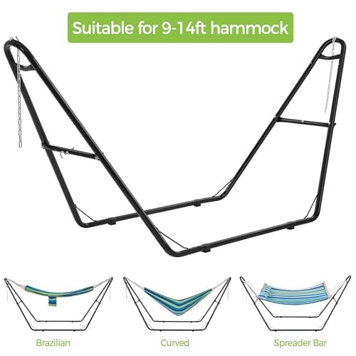 Yaheetech Universal Hammock Stand, Heavy-Duty Double-Pipe Steel Hammock Stand for 9-14.5 Ft Hammocks, 475 Lb Capacity and Capable of Holding 2-3 People