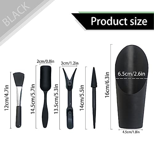 Mini Succulent Tools, 5Pc Succulent Planting Tools Kit for Indoor Planting, Succulent Gardening Tools for Digging, 2 Colors Shovel Scoop Bucket Spoon Brush Outdoor Plant Care (Black)