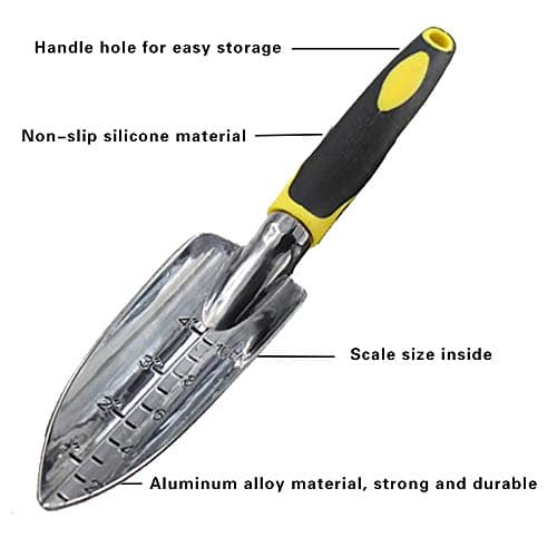 Garden Trowel Hand Shovel with Soft Rubberized Non-Slip Ergonomic Handle for Planting Transplanting, Weeding, Moving and Smoothing Soil-Gardening Gift (Spade Shovel)