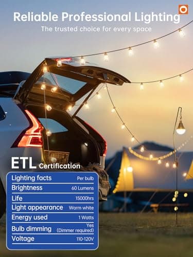 addlon 50FT LED Outdoor String Lights with 16 Shatterproof ST38 Bulbs, Commercial Grade Patio Light, Vintage Outside Hanging Waterproof, Outdoor Connectable for Garden Porch Backyard Balcony