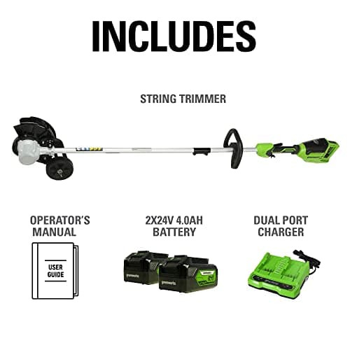 Greenworks 48V (2 x 24V) 8" Brushless Cordless Edger, (2) 4.0Ah Batteries and Dual Port Rapid Charger Included