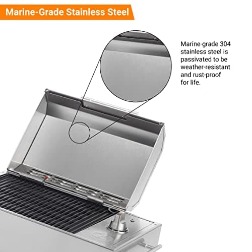 KENYON B70200 City Grill, Portable Grill, Stainless Steel, Single Burner, Knob Control, Faceted Lid, UL Approved For Use Indoors And Outdoors, Flame-Free, 120V