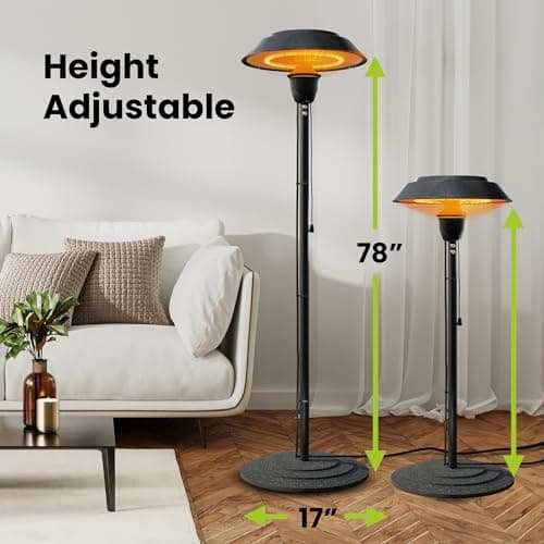 Indoor & Outdoor 1500W Electric Infrared Patio Heater, Waterproof & Tip-Over Protection, Perfect for Garden, Balcony