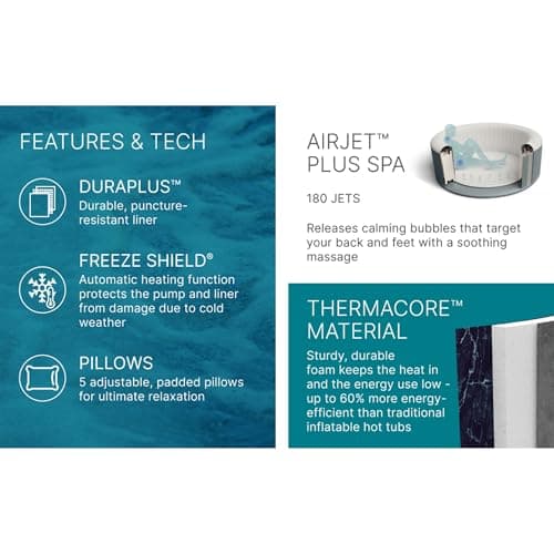 Bestway SaluSpa Toronto Smart AirJet Plus Hot Tub with App Control, 7 Person Capacity, Pool Cover, Spa Pump, 5 Pillows, and Repair Patch, Brown