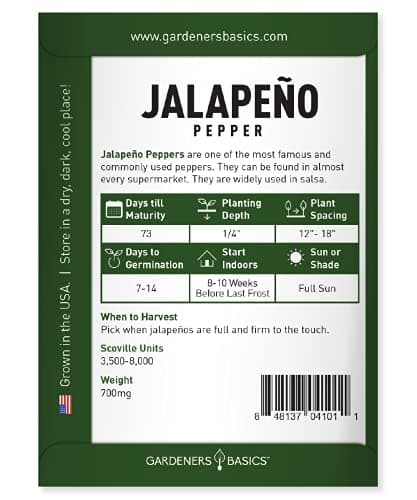 Gardeners Basics, Jalapeno Pepper Seeds for Planting Heirloom Non-GMO Jalapeno Peppers Plant Seeds for Home Garden Vegetables Makes a Great Gift for Gardeners