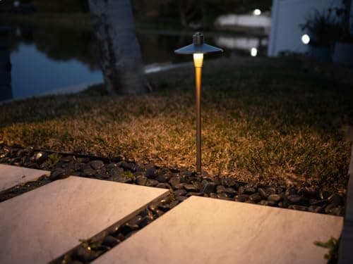 G2 12V Brass Path Light (24" Tall) with 3W 2700K Warm White G4 LED Bulb for Low Voltage Landscape Lighting on Outdoor Pathway, Walkway, Garden, Driveway or Patio