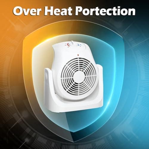 LifePlus 2 in 1 Heater Fan Combo, Portable Cooling Desk Fan, Air Circulator Fan 45° Tilt, 2 Wind Speeds, 1500W Overheat Protection Personal Small Floor for Home Office White