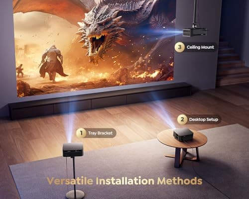 [1200 ANSI/Google TV/Voice Control]Smart Projector with WiFi 6 and Bluetooth, Netflix-Licensed 4K Support, Outdoor Movie Proyector, 1080P Home Ceiling Auto Focus Projector, PUTRIMS K12 Gray