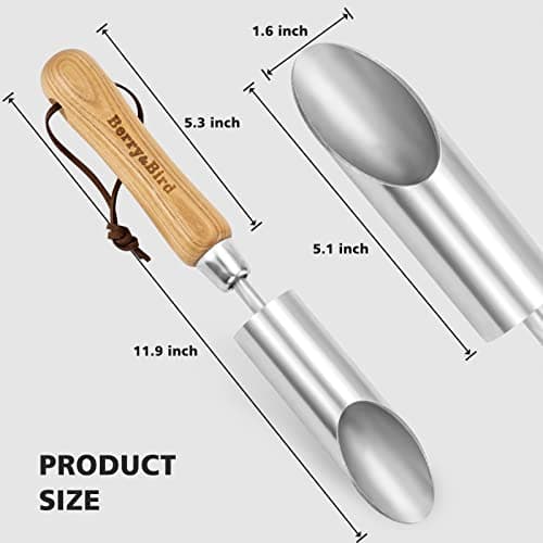 Bulb Planter Tool, 12" Garden Bulb Transplanter Tool, Stainless Steel Manual Hole Digger with Wooden Handle, Transplanting Agricultural Dibble Tool for Seed Planting & Flower Planter