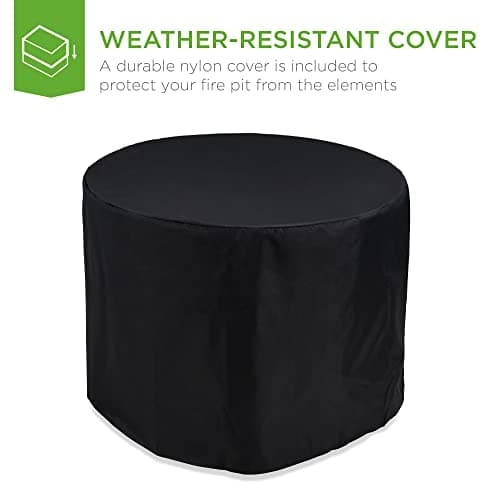Best Choice Products 32in Round Gas Fire Pit Table, 50,000 BTU Outdoor Wicker Patio Propane Firepit w/Faux Wood Table Top, Glass Beads, Cover, Hideaway Tank Holder, Lid - Gray