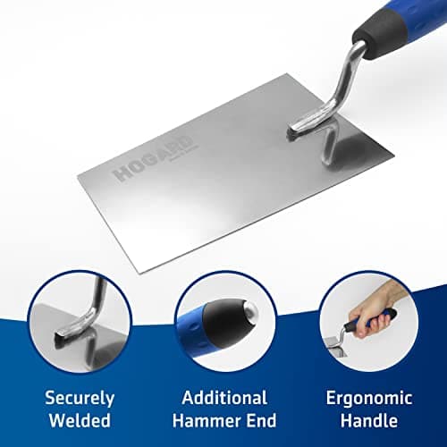 HOGARD 5 1/2" Margin Trowel Premium | Made of Stainless Steel | Flat Masonry Hand Trowel Tool with Soft Grip Handle | The Best Bucket Trowel Concrete Tool.