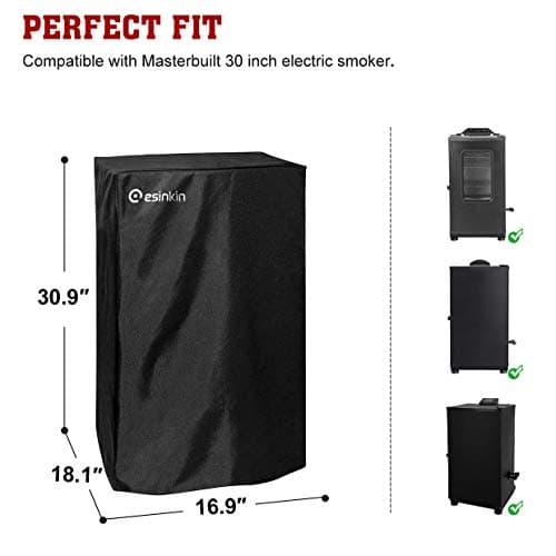 esinkin 30-Inch Electric Smoker Cover for Masterbuilt Electric Smoker, Dust UV Durable Waterproof and Conveninet, Black