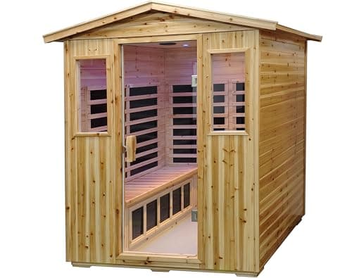 LTCCDSS Garner Outdoor Sauna 4 Person, Far Infrared Sauna, Low EMF Sauna Room for Home, Low EMF Heaters | Chromotherapys | Bluetooth Speakers | Canadian Hemlock | 59.1 * 82.7 * 48.4