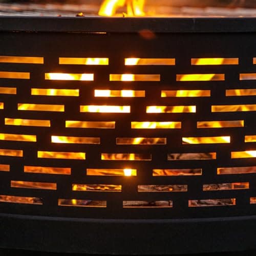 26" Wood Burning Fire Pits with Grill & Lid, Fire Pit Table for Outside with Waterproof Cover & Fire Poker, Outdoor Firepit with Functions for BBQ,Table and Bonfire