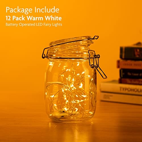 12 Pack Fairy Lights Battery Operated String Lights, 7ft 20 Led Fairy String Lights, Waterproof Copper Wire Firefly Starry String Light for DIY Wedding Party Bedroom Christmas (Warm White)