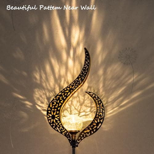 HOMEIMPRO Outdoor Garden Solar Lights Stake, Mothers Day Gifts Mom,Crackle Glass Metal Flower Waterproof LED Fairy Lights for Pathway,Lawn,Patio or Courtyard,Gardening Gifts Women (Bronze)