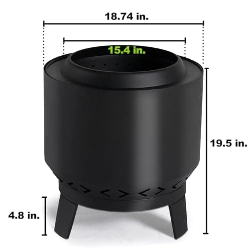 Aoxun Smokeless Fire Pits, 19 in Burning Portable Firepit with Removable Ash Pan& Waterproof Cover for Outside Wood Burning, for Patio, Camping, Backyard, BBQ