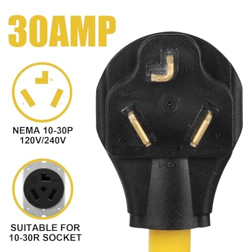 NEMA 10-30P to L14-30R Power Cord Adapter, ZDHQLHJ 30 Amp 3 Prong 10-30 Male Plug to 4 Prong Twist Lock L14-30 Female Outlet Receptacle Extension Cord, for Generator Welder Dryer Plasma Cutter