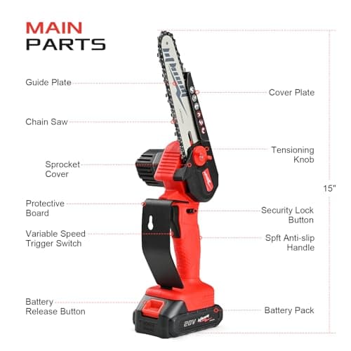 Mini Chainsaw Cordless, 6 Inch Portable Electric Chainsaw, One-Hand Handheld Small Chain Saw for Cutting Wood Trimming and Woodworking- Mini Chain Saw Battery Powered with 2 Batteries