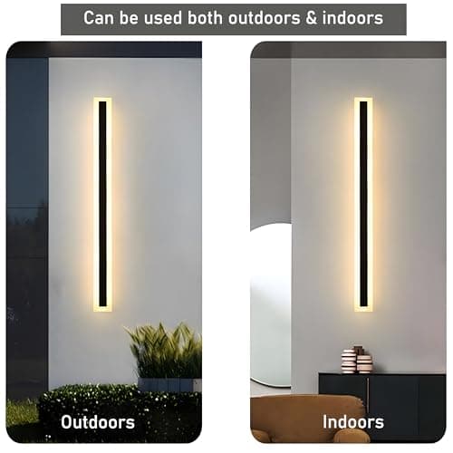 2Pack 31.5inch Long Outdoor Modern LED Wall Light,24W Waterproof IP65 Warm White 110V led Wall Mount Lighting Fixture Rectangular Black Wall Lights Elegant Frosted White Acrylic Anti Rust
