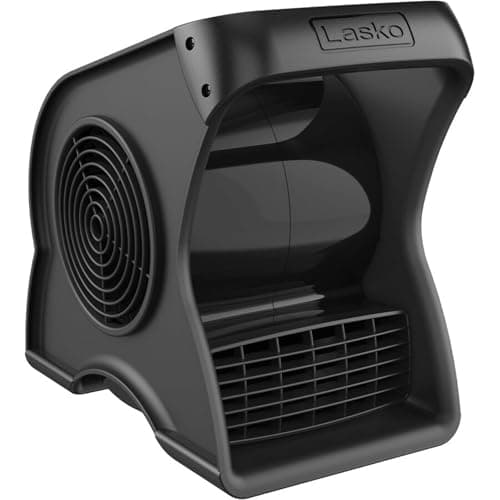 Lasko 12” Utility Fan for Job Site or Home Use, 289 CFM, Pivoting High Velocity Blower Fans, 3 Speeds, 2 Accessory Outlets 120V, Black, U12104